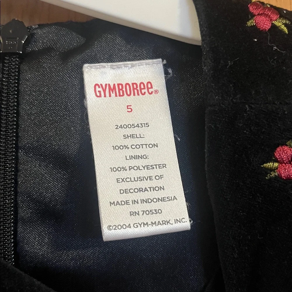 Vintage Gymboree Girls Black‎ Velvet Dress with Cherry Accents Size 5